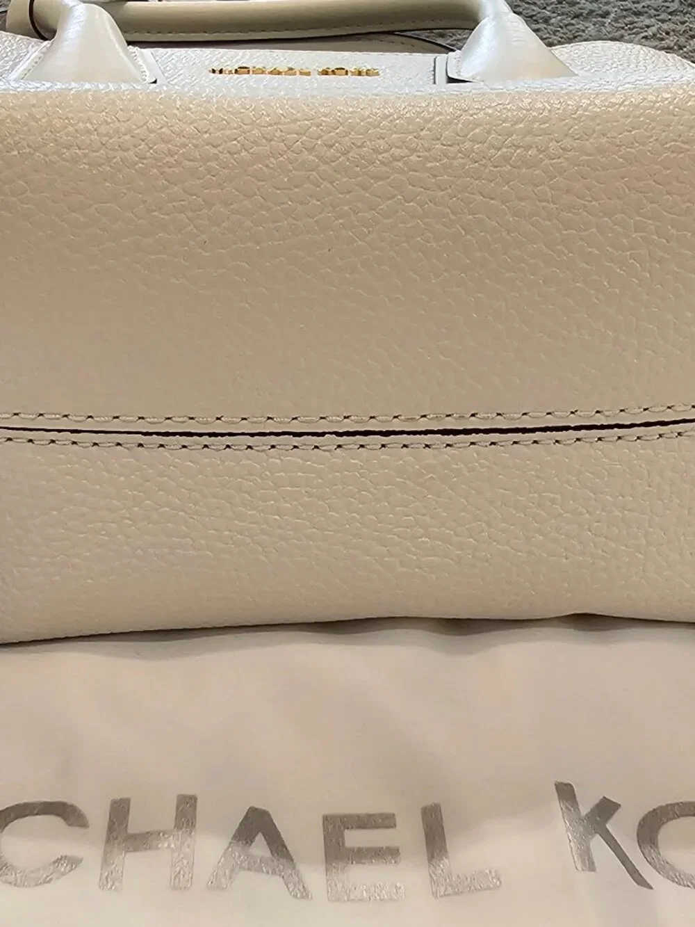 Michael Kors White Pebbled Leather Mercer Satchel Crossbody Bag w/ Dust Bag